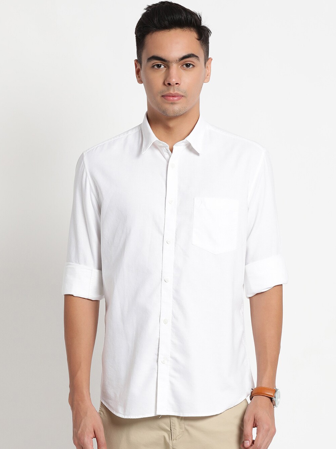 

Indian Terrain Men White Chiseled Slim Fit Pure Cotton Casual Shirt