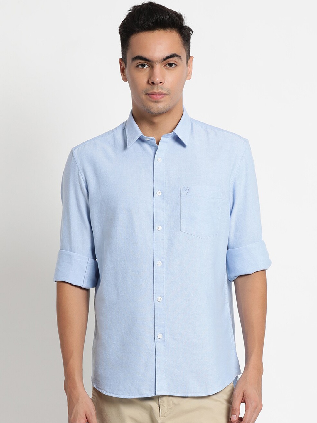 

Indian Terrain Men Blue Chiseled Slim Fit Pure Cotton Casual Shirt