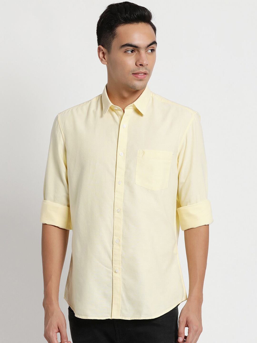 

Indian Terrain Men Yellow Chiseled Slim Fit Pure Cotton Casual Shirt