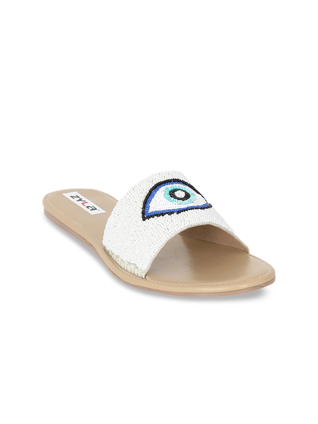 

Zyla Women Embellished Open Toe Flats, White
