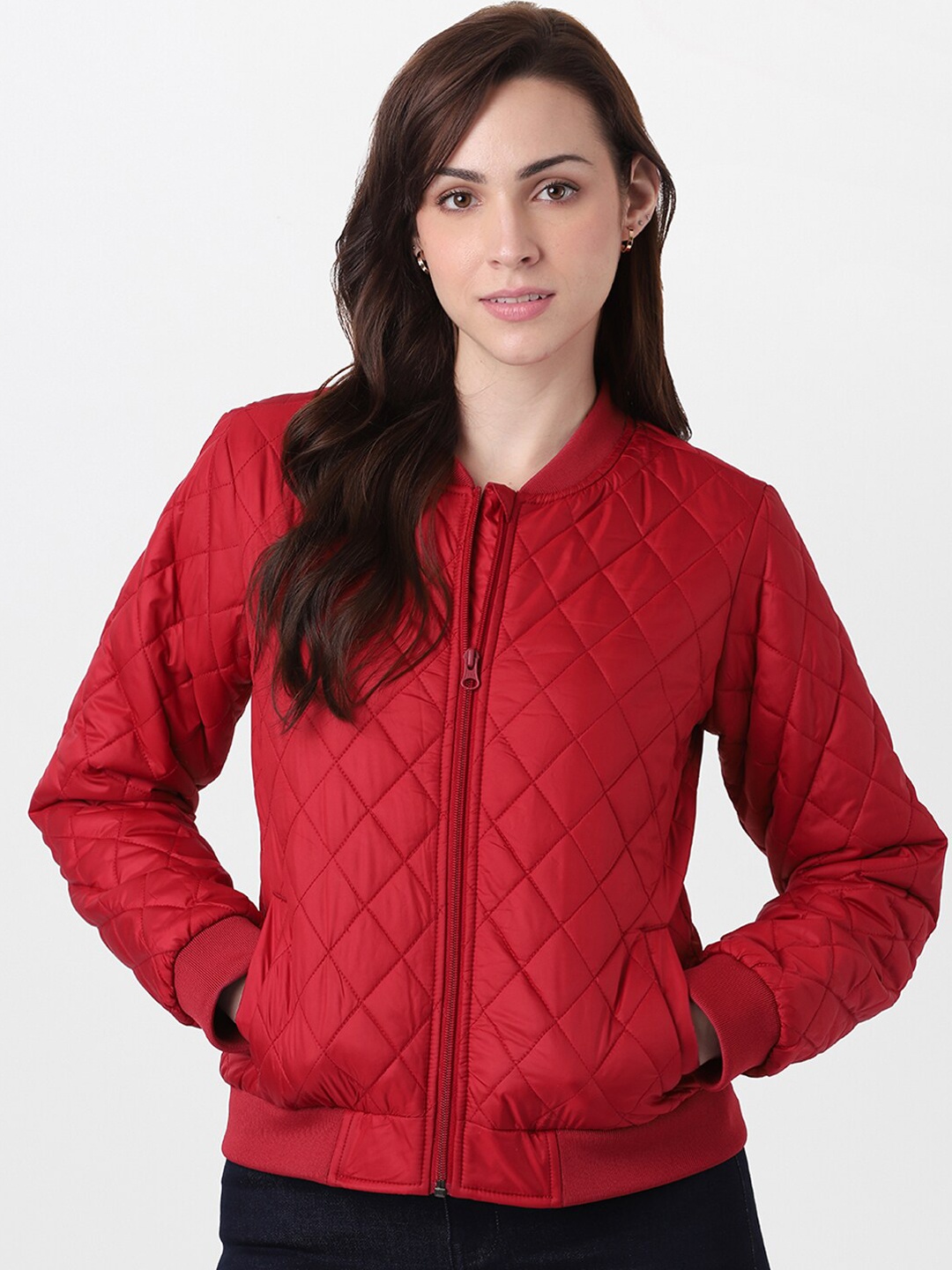 

AND Women Red Quilted Jacket