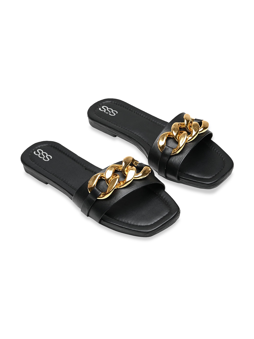 

Street Style Store Women Embellished Open Toe Flats, Black