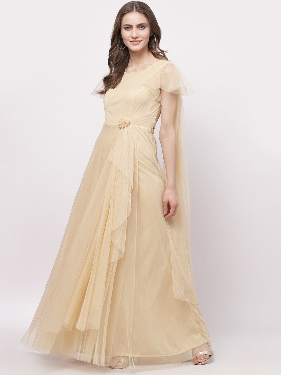 

Just Wow Net Maxi Dress, Cream
