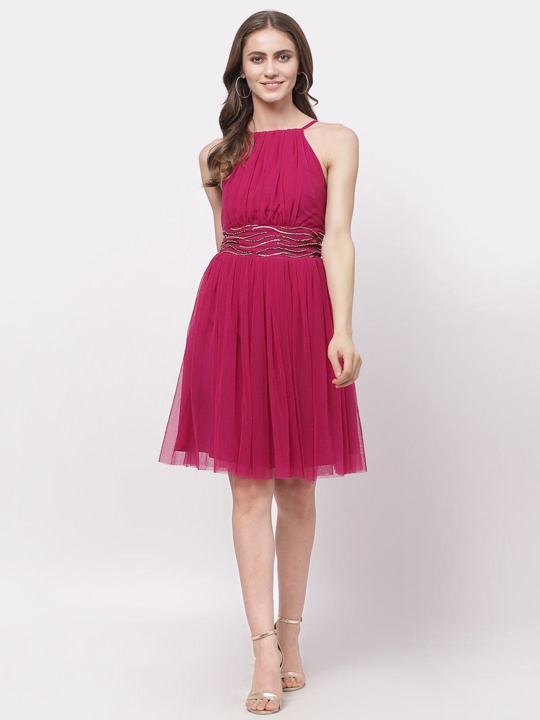 

Just Wow Net Dress, Magenta
