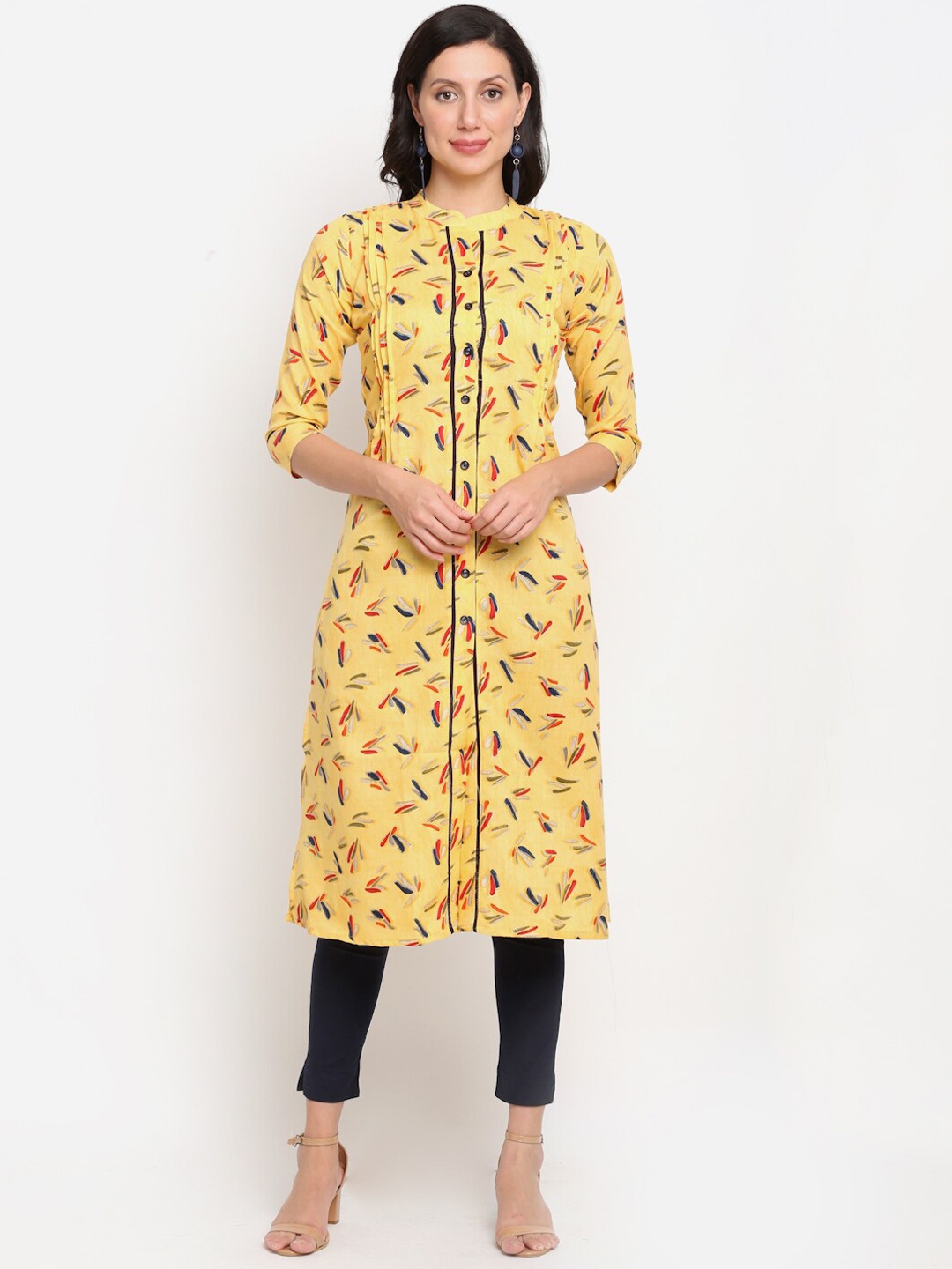 

Lovely Lady Women Yellow Abstract Printed Kurta