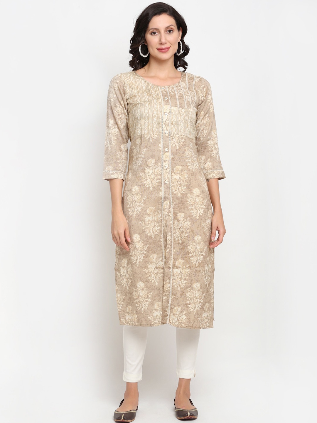 

Lovely Lady Women Floral Printed Kurta, Grey