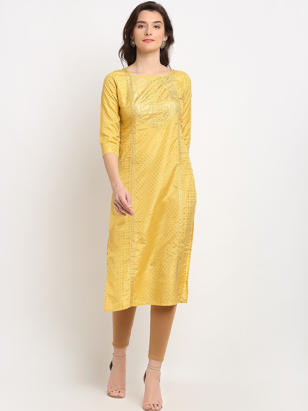 

Lovely Lady Women Mustard Yellow Ethnic Motifs Printed Kurta