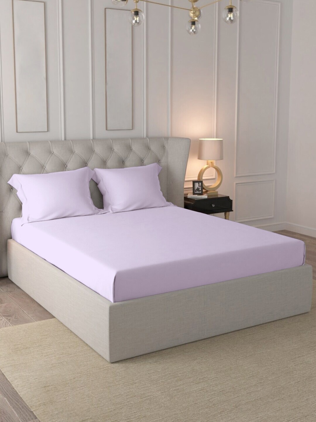 

PIZUNA LINENS Purple 400 TC King Bedsheet with 2 Pillow Covers