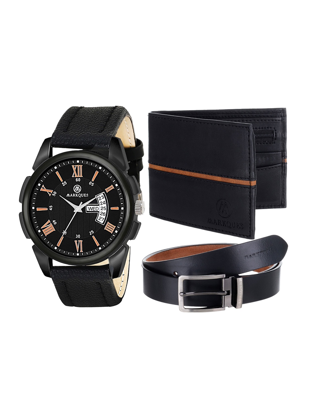 

MARKQUES Men Black Leather Accessory Gift Set