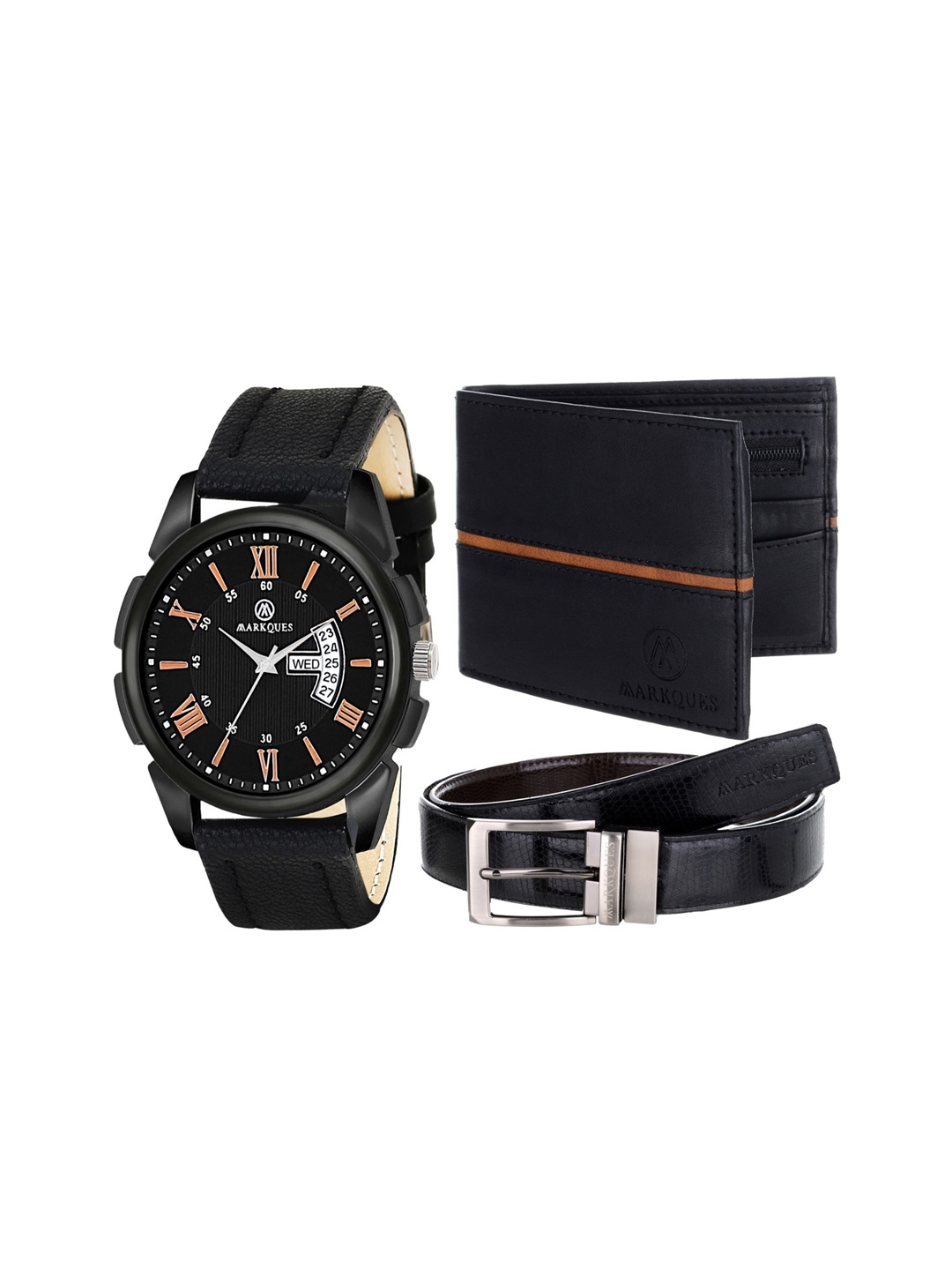 

MARKQUES Men Black Solid Accessory Gift Set
