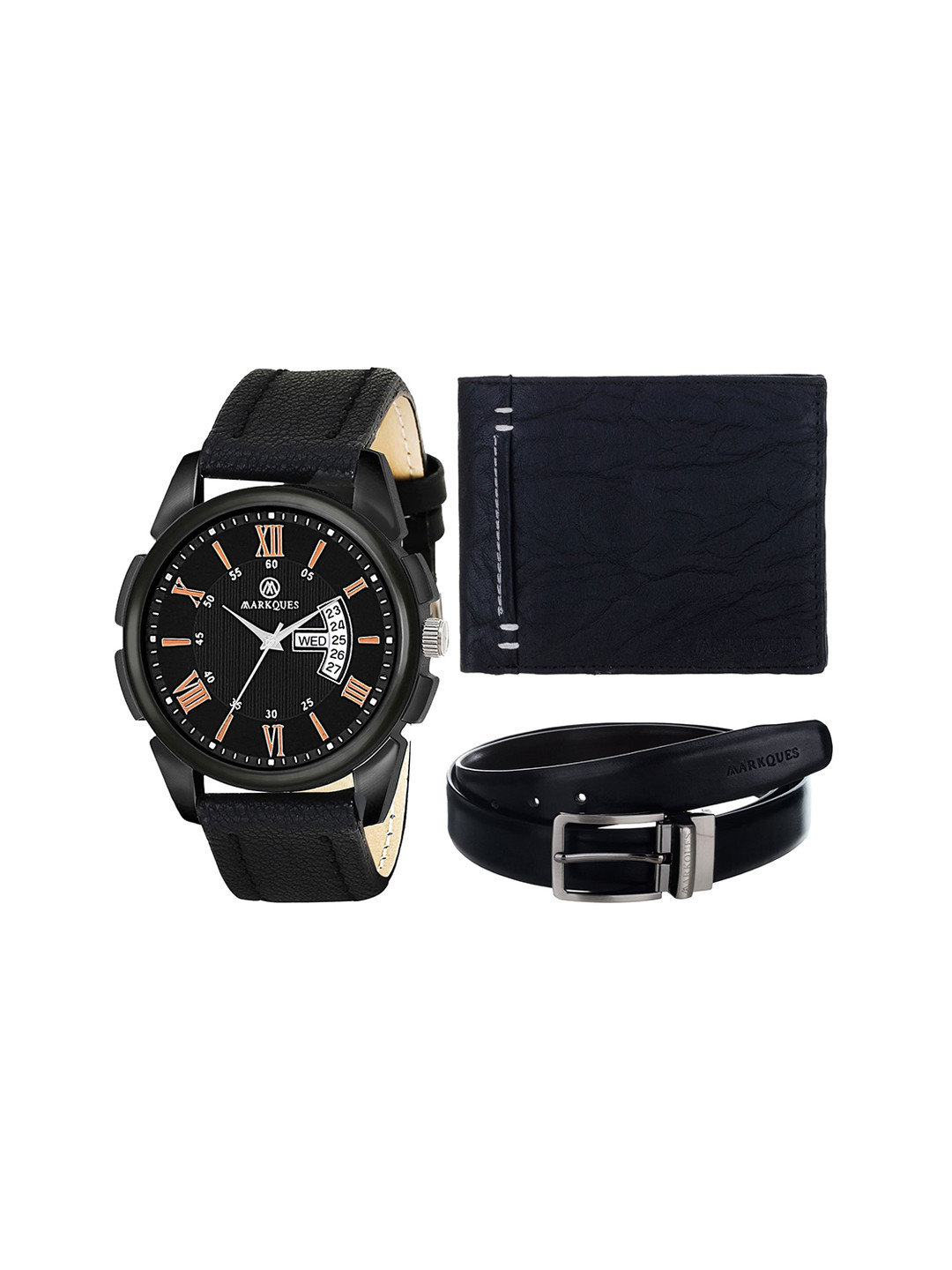 

MARKQUES Men Black Leather Accessory Gift Set