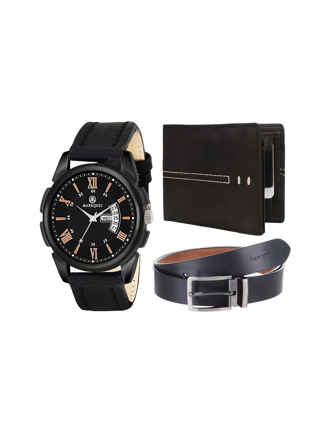 

MARKQUES Men Black Leather Accessory Gift Set