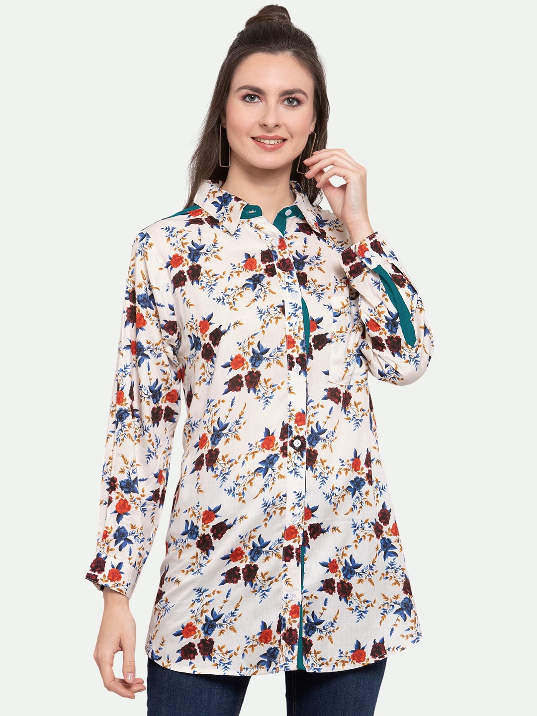 

PATRORNA Women Multicoloured Comfort Floral Printed Casual Shirt, Multi