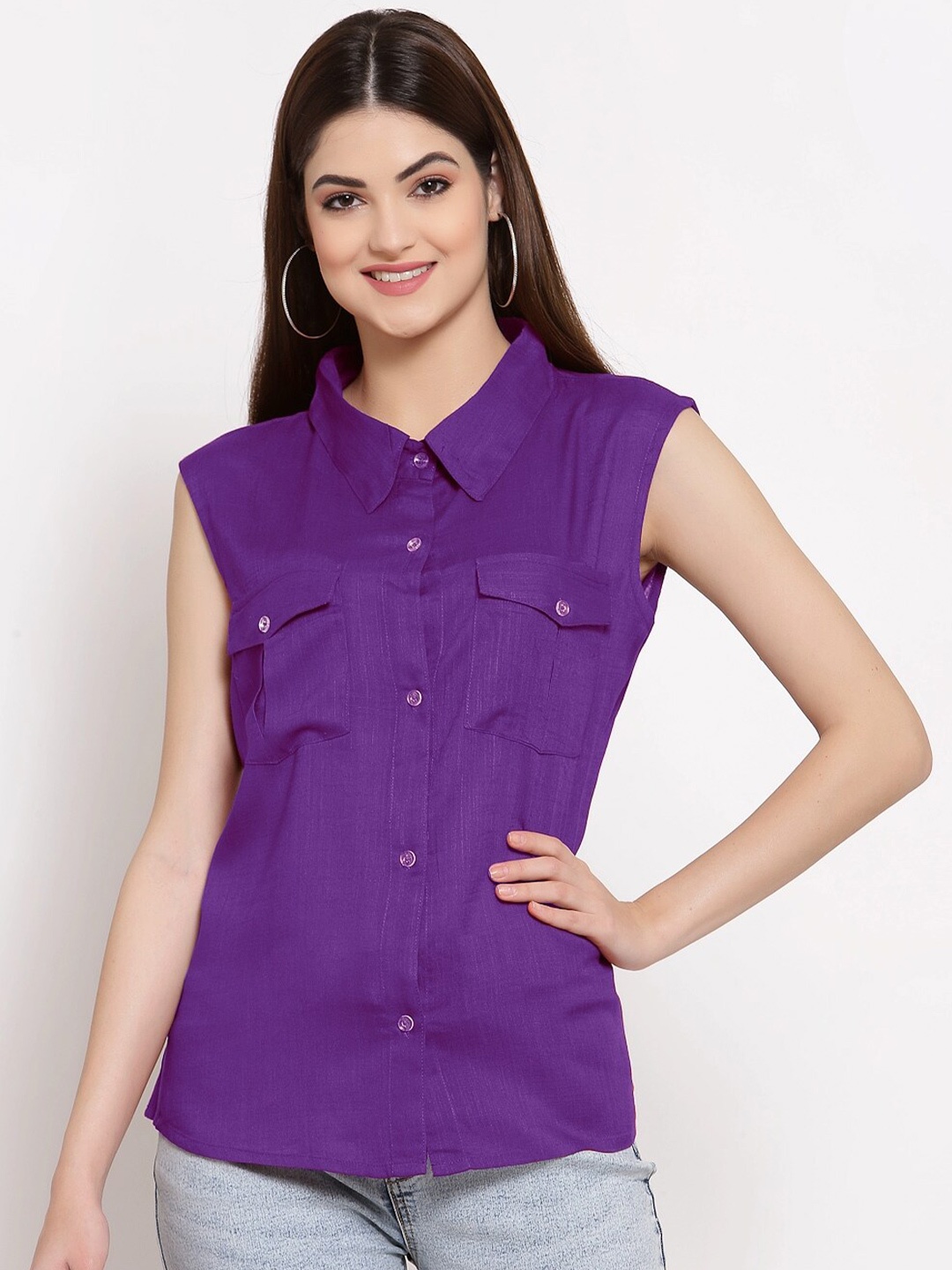 

PATRORNA Women Purple Comfort Casual Shirt