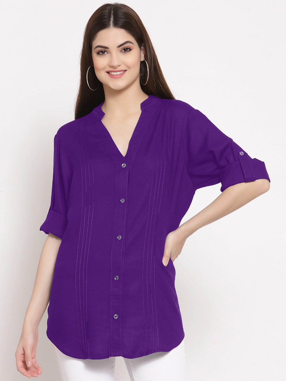

PATRORNA Women Purple Comfort Casual Shirt