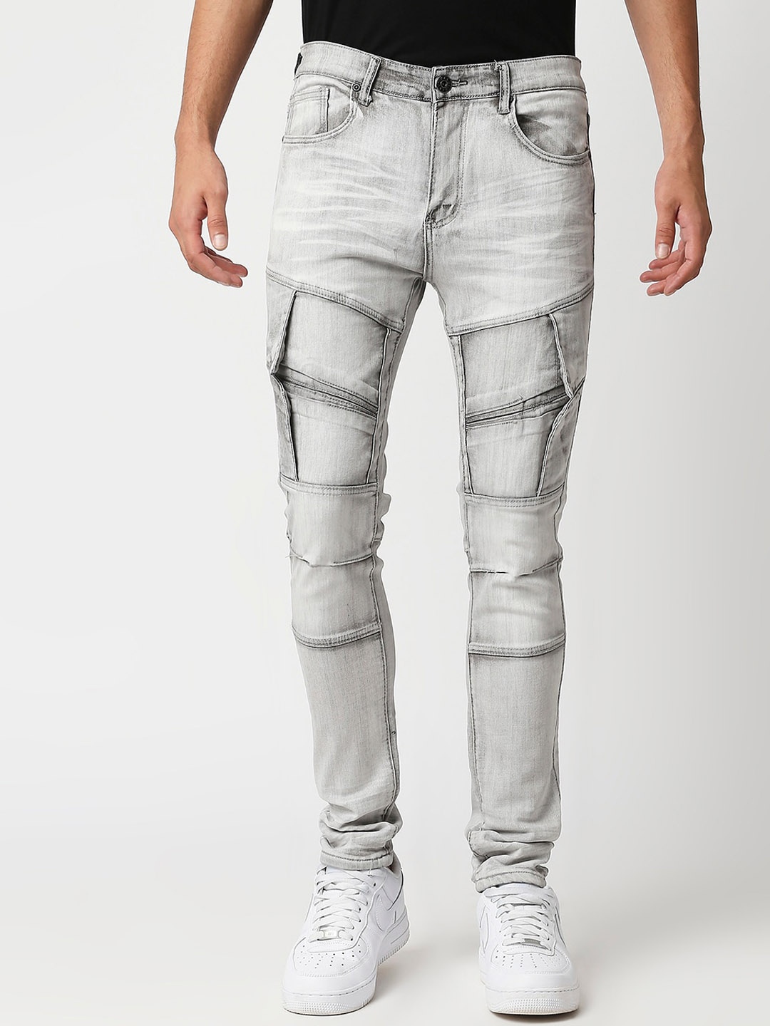 

WAIMEA Men Grey Skinny Fit Heavy Fade Stretchable Jeans