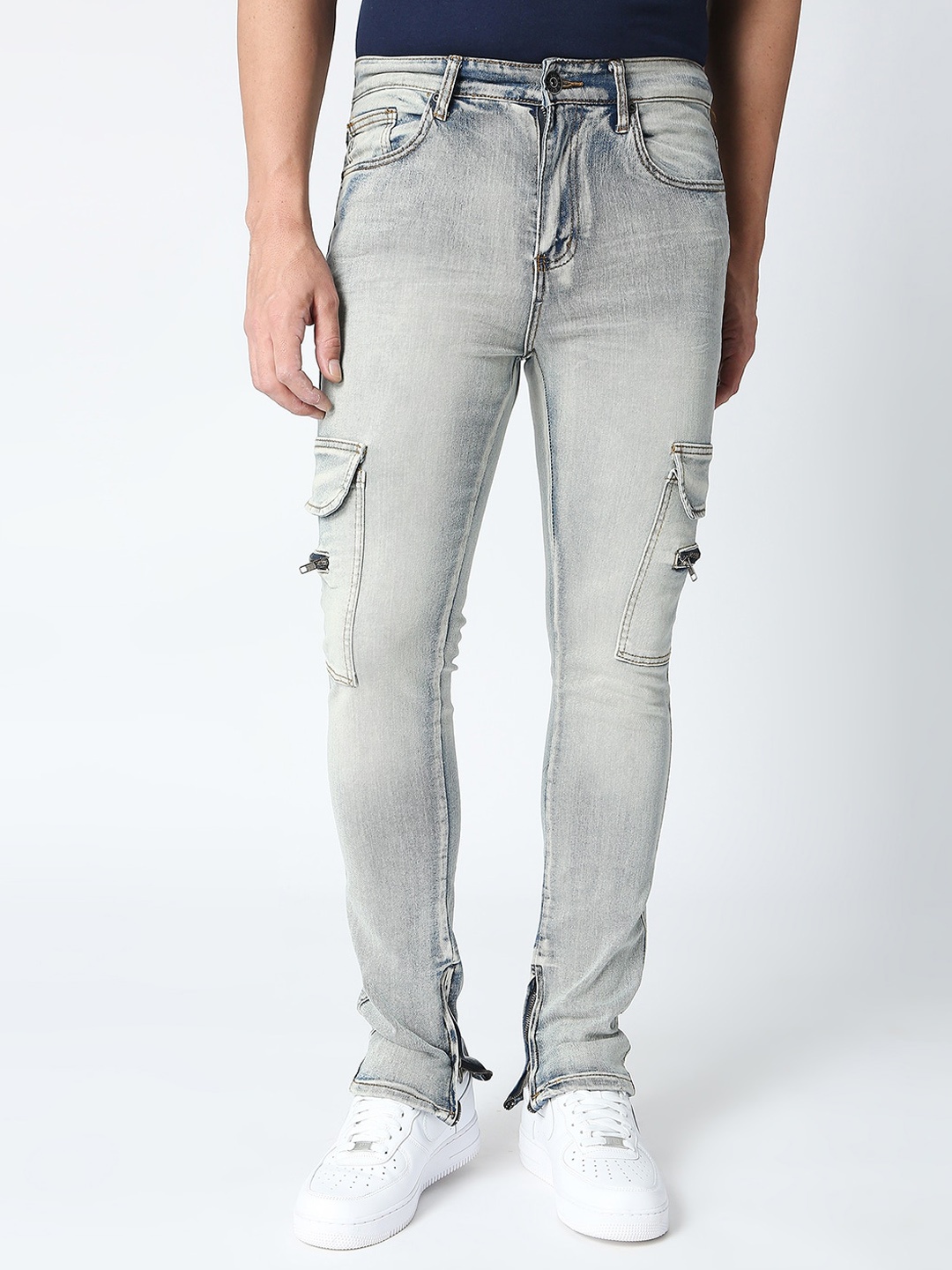 

WAIMEA Men Grey Skinny Fit Heavy Fade Stretchable Jeans