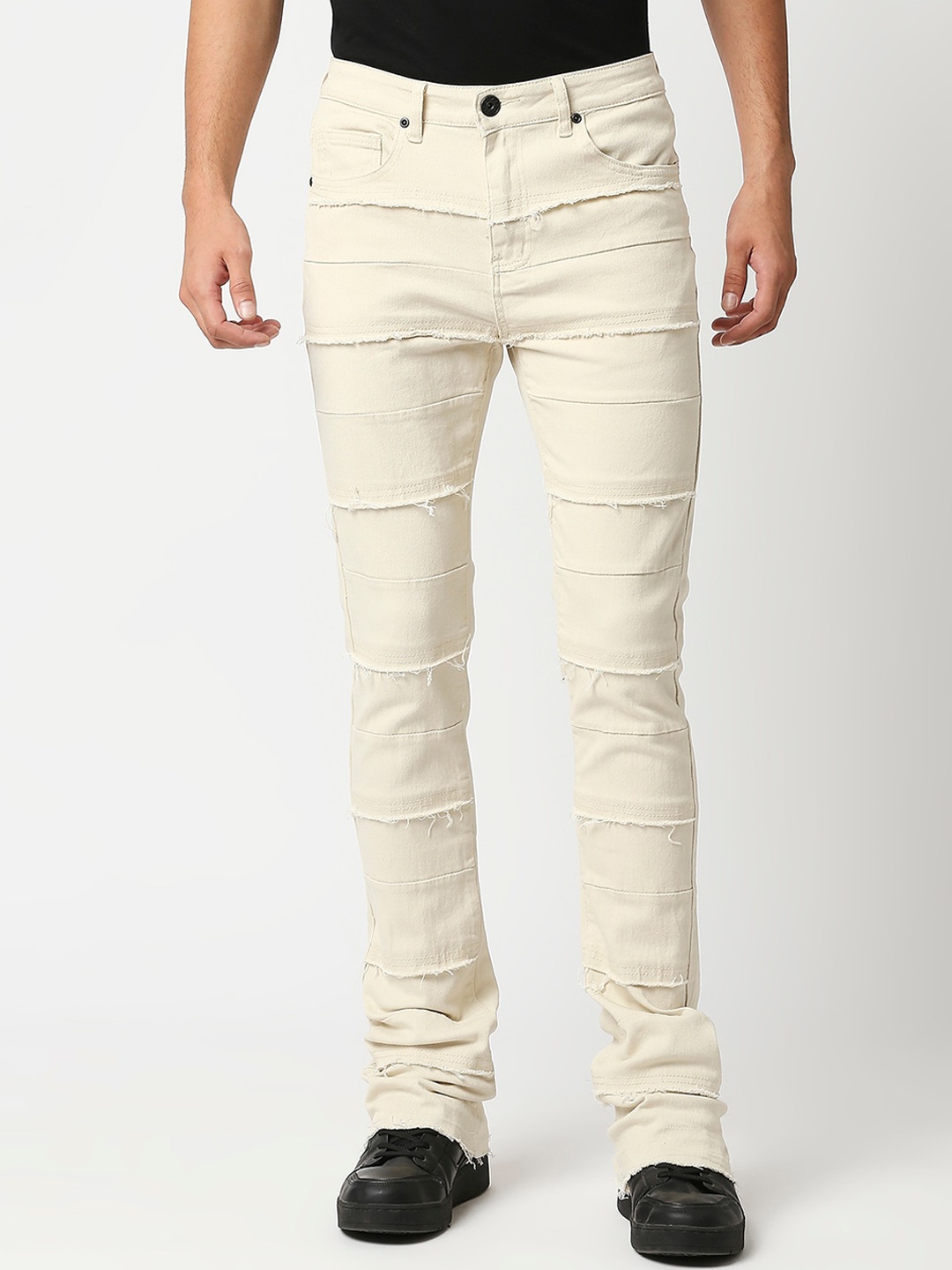 

WAIMEA Men Cream-Coloured Skinny Fit Mildly Distressed Stretchable Jeans