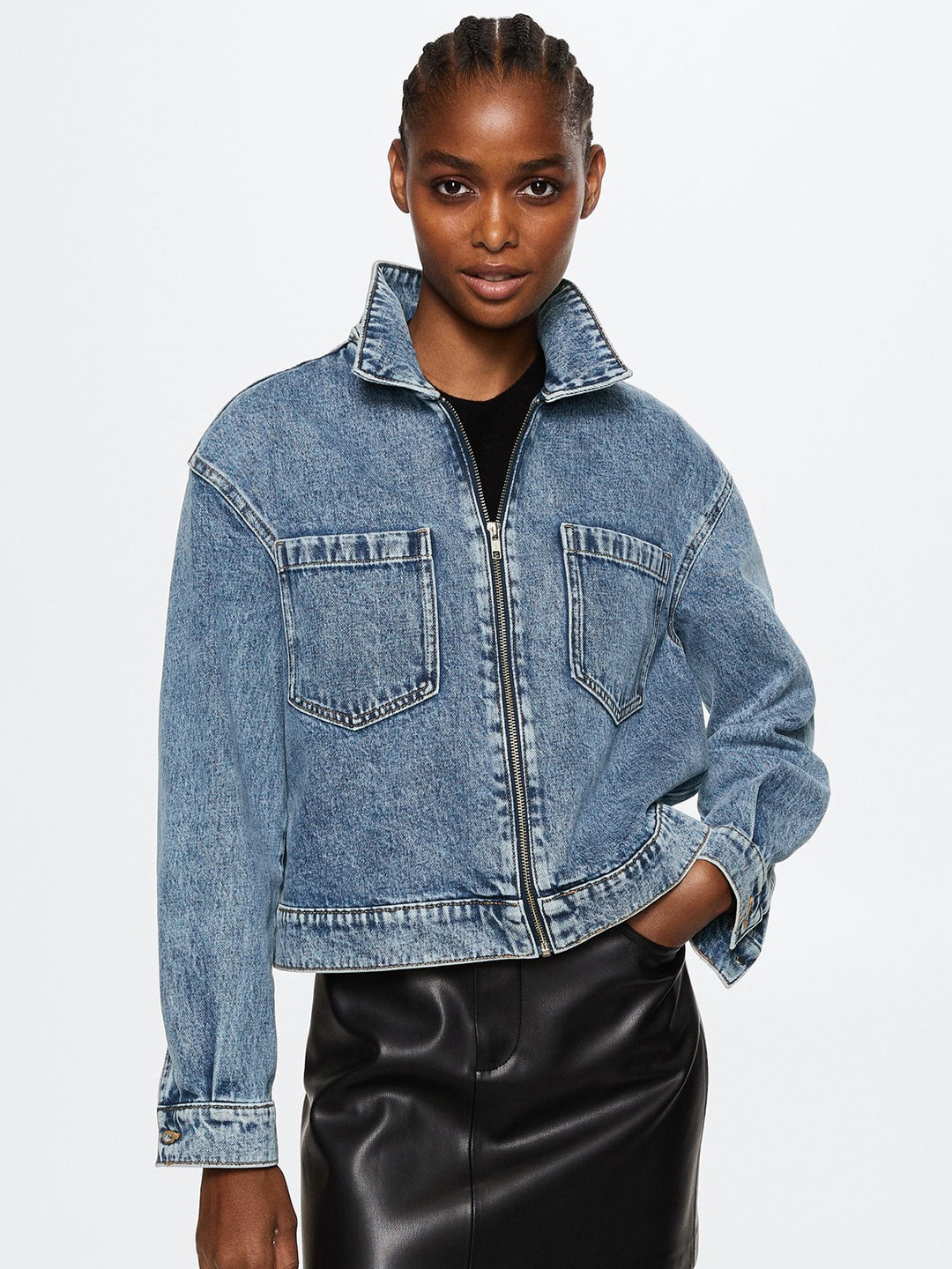 

MANGO Women Blue Denim Jacket