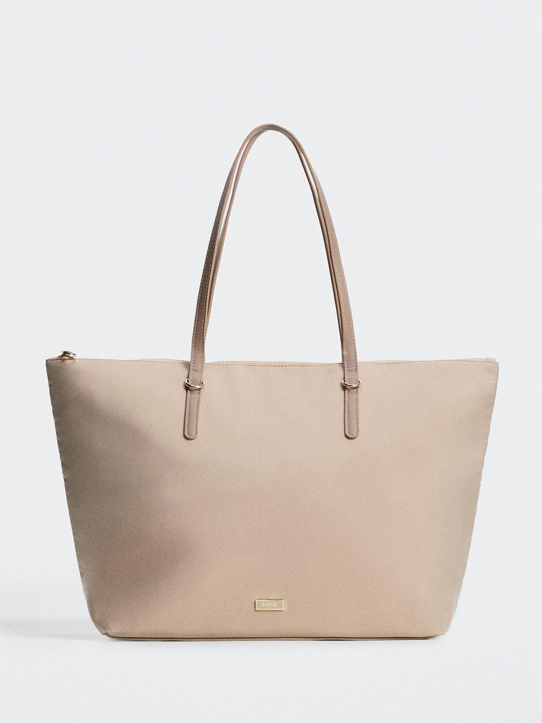 

MANGO Nude-Coloured Solid Structured Shoulder Bag