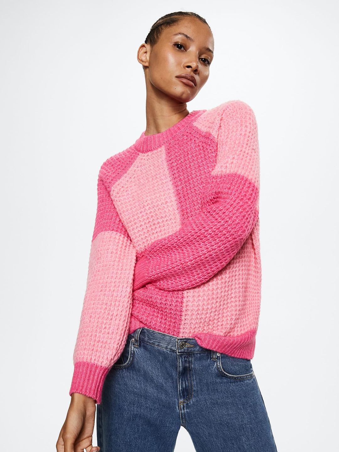 

MANGO Women Pink Sustainable Checked Pullover