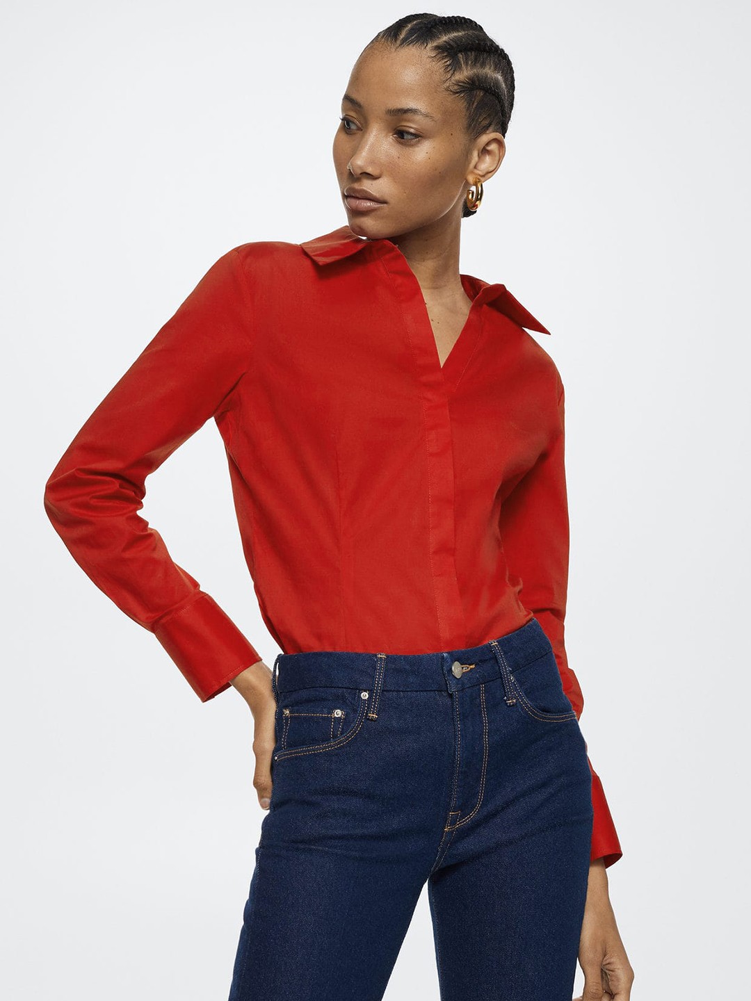 

MANGO Women Red Casual Sustainable Shirt
