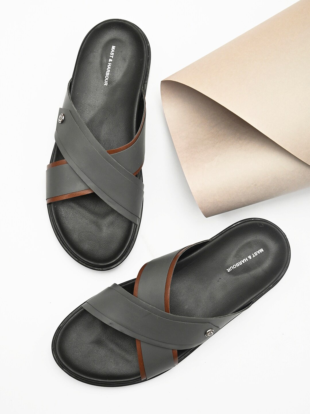 

Mast & Harbour Men Slip On Comfort Sandals, Grey
