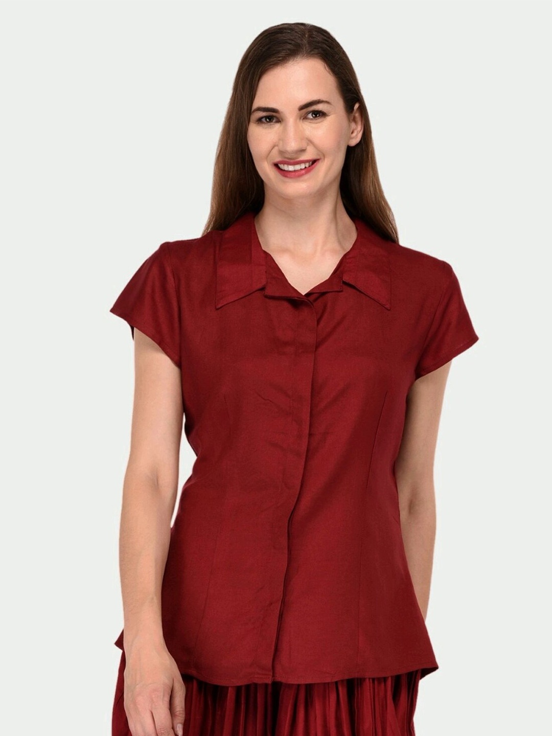 

PATRORNA Women Maroon Comfort Casual Shirt