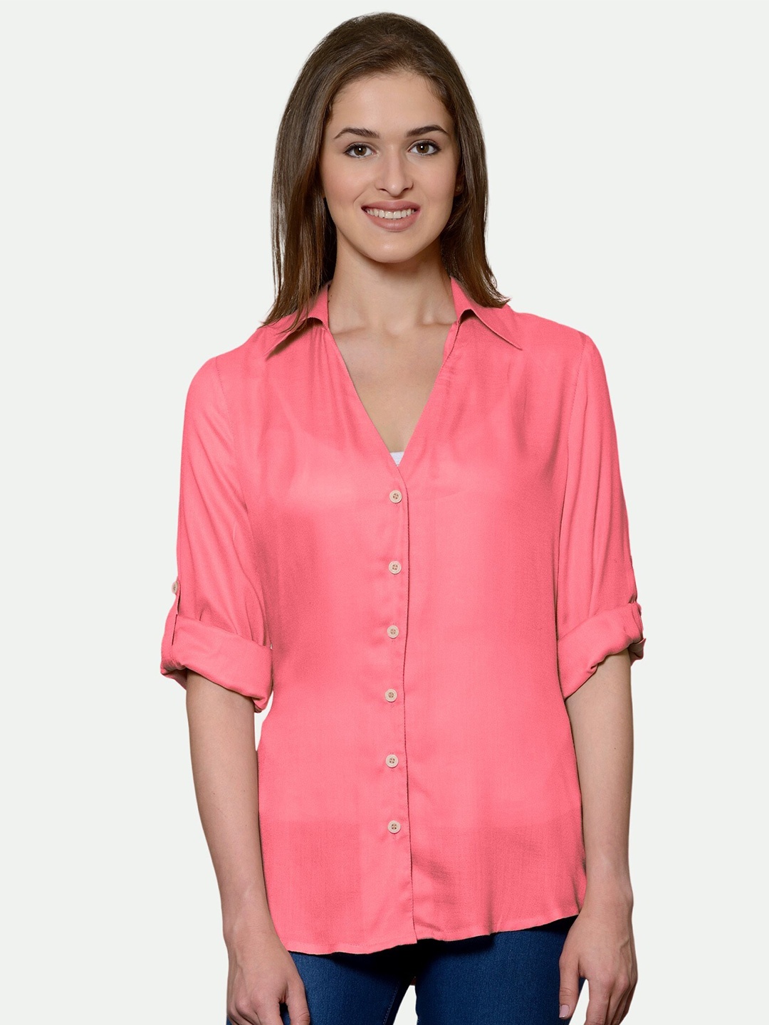 

PATRORNA Women Pink Comfort Casual Antimicrobial Shirt