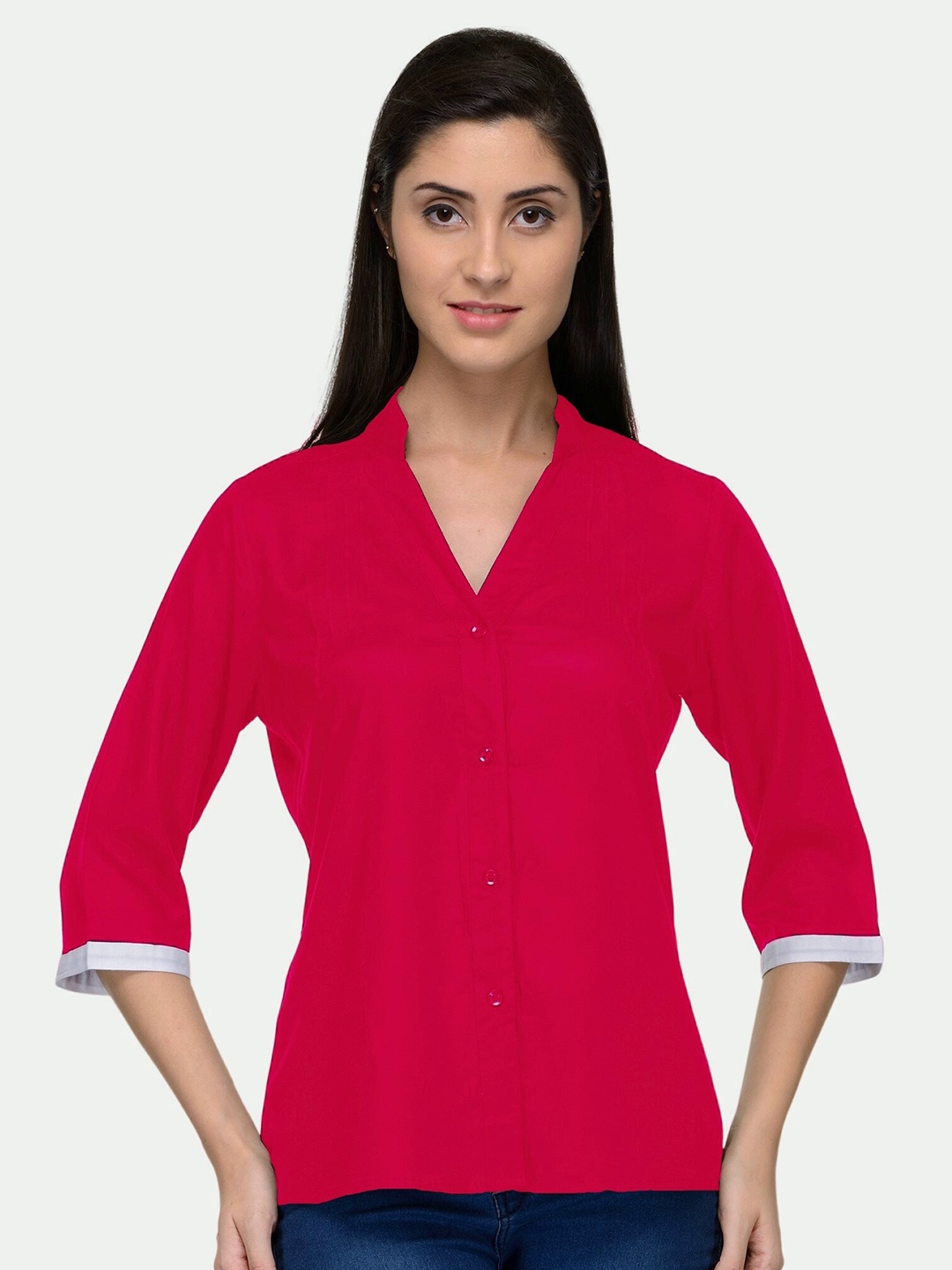 

PATRORNA Women Pink Comfort Solid Casual Shirt