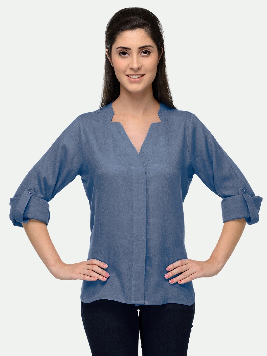 

PATRORNA Women Grey Comfort Solid Casual Shirt