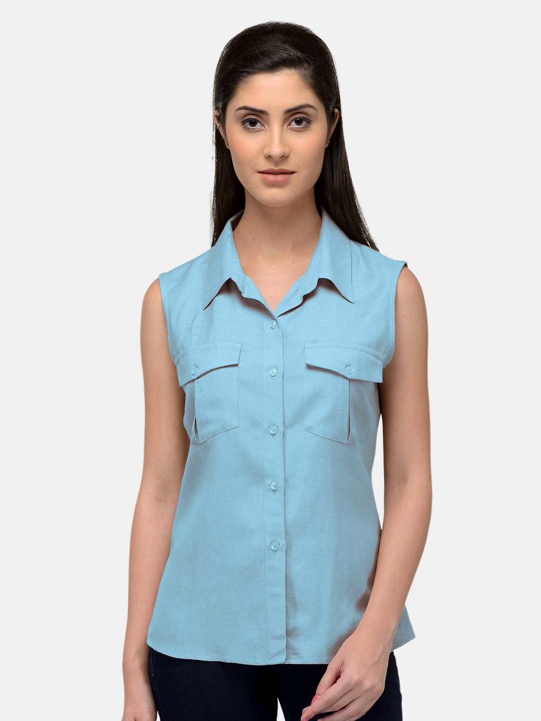 

PATRORNA Women Blue Comfort Solid Casual Shirt