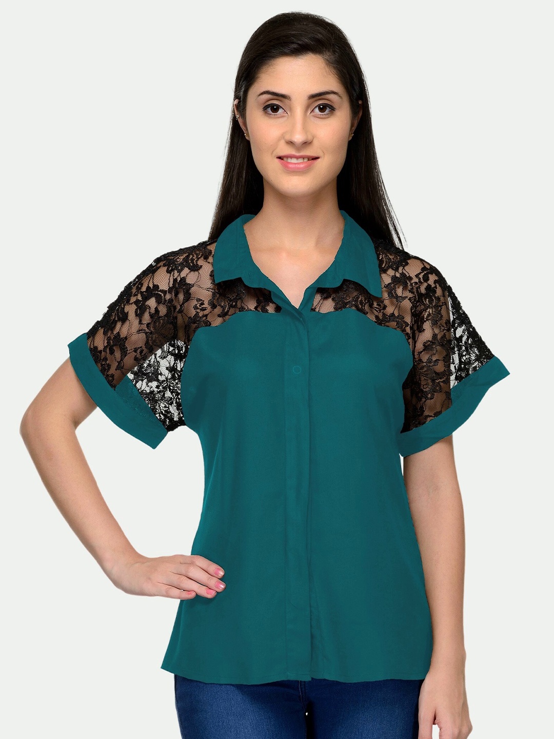 

PATRORNA Women Green Comfort Solid Casual Shirt