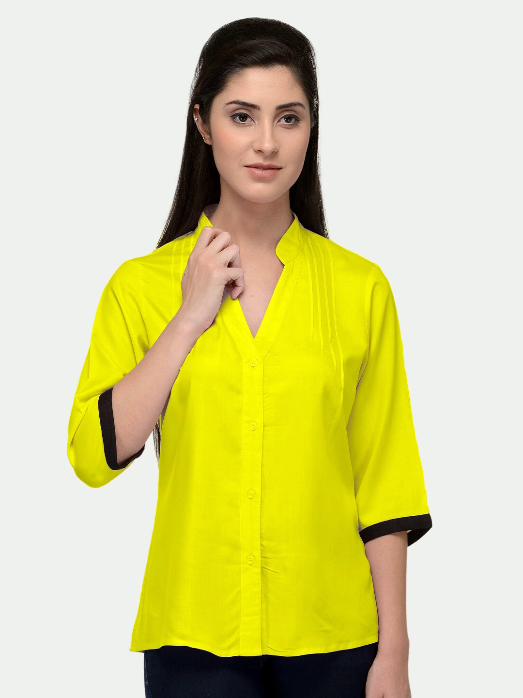 

PATRORNA Women Yellow Comfort Casual Shirt