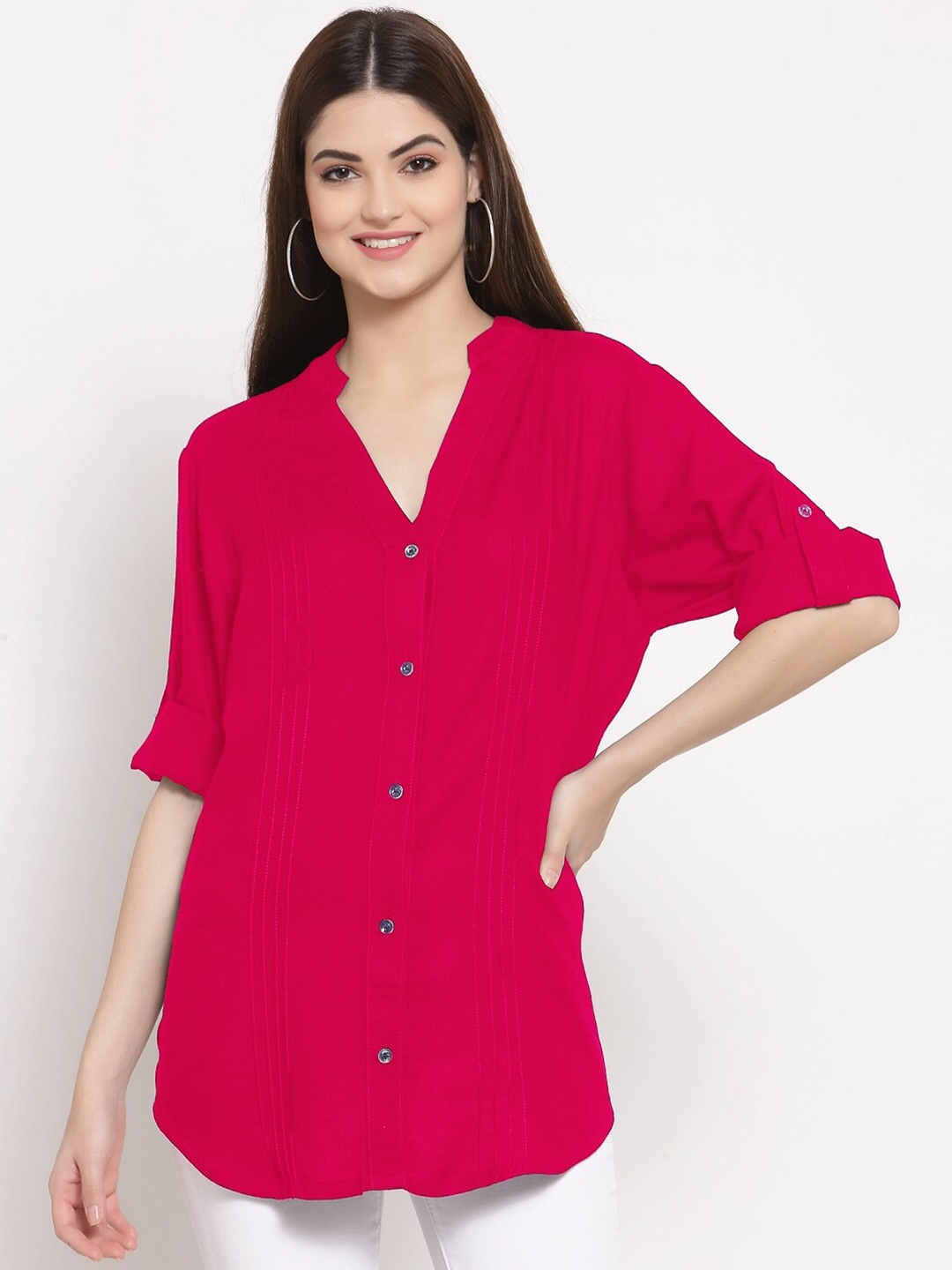 

PATRORNA Women Pink Comfort Solid Casual Shirt