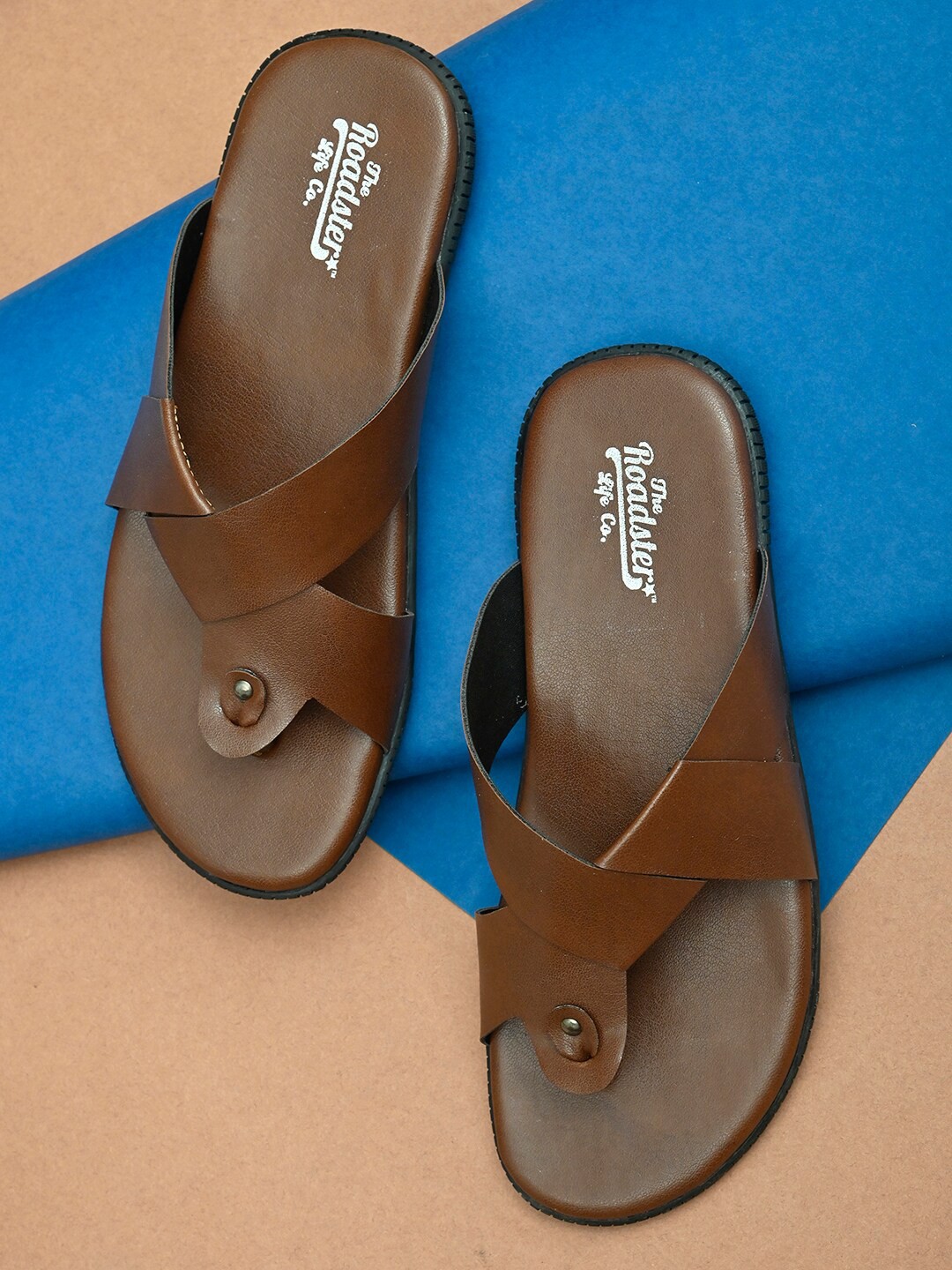 

Roadster Men Leather Comfort Sandals, Tan