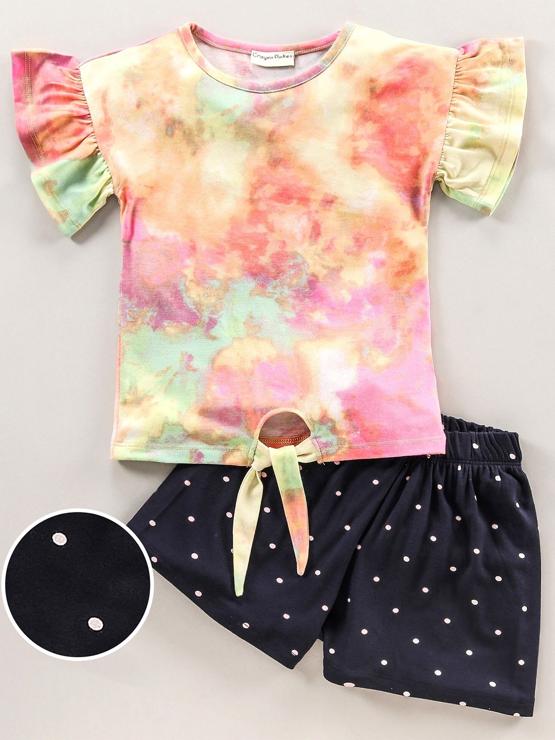 

CrayonFlakes Girls Printed Top with Shorts, Pink