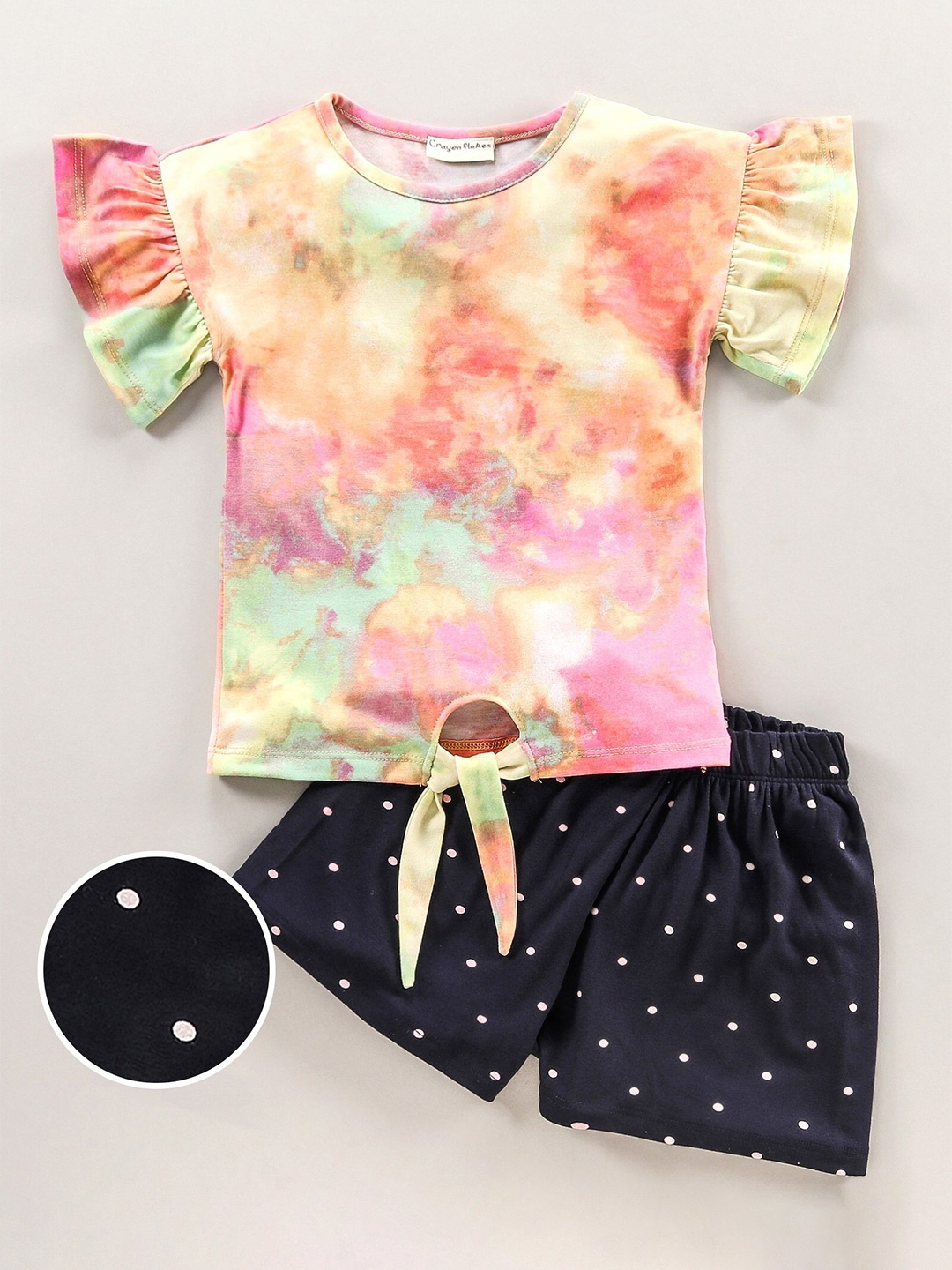 

CrayonFlakes Girls Printed Top with Shorts, Pink