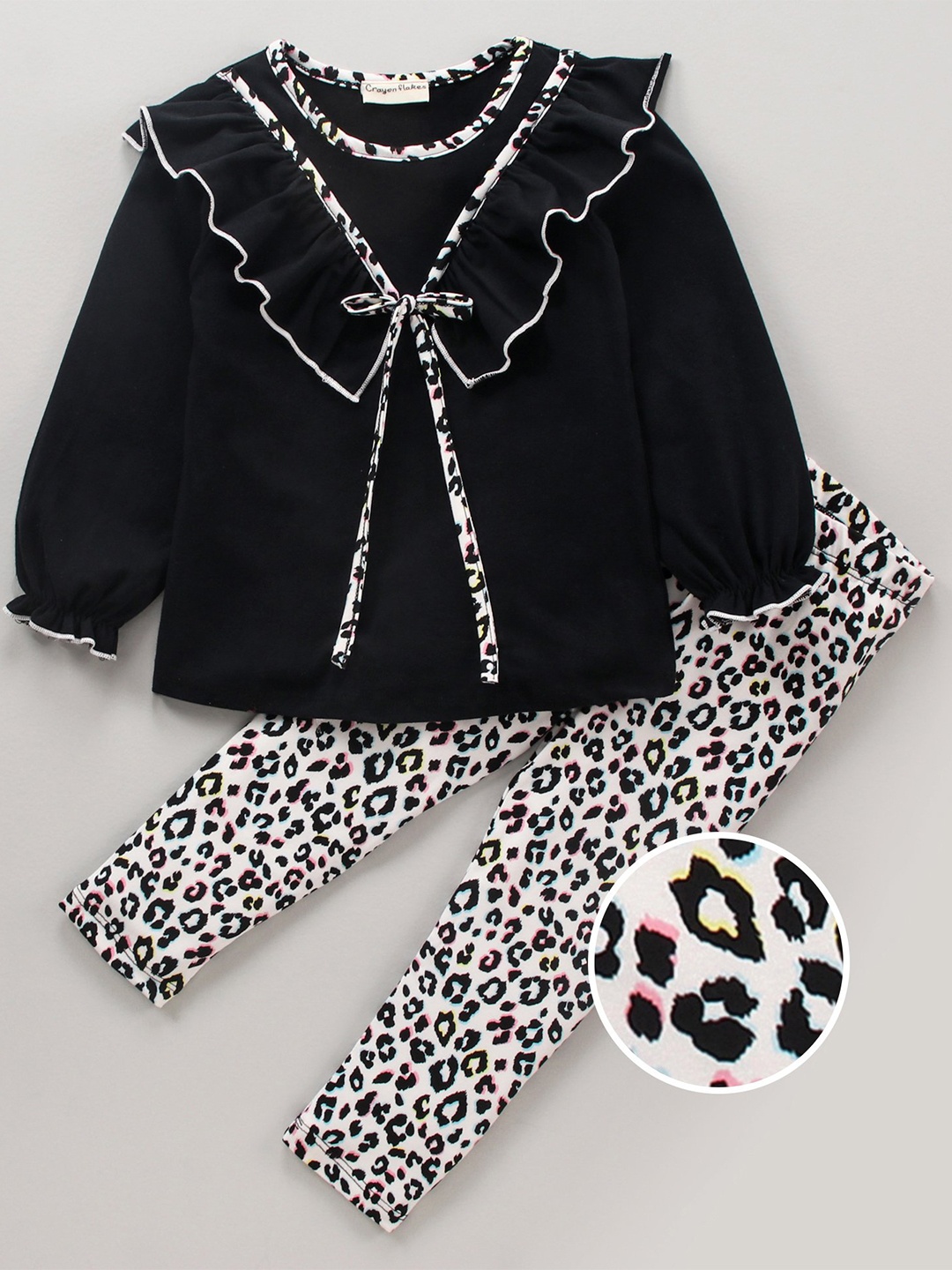 

CrayonFlakes Girls Top with Leggings, Black