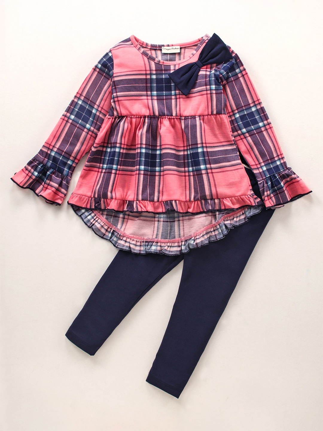 

CrayonFlakes Girls Printed Top with Leggings, Peach