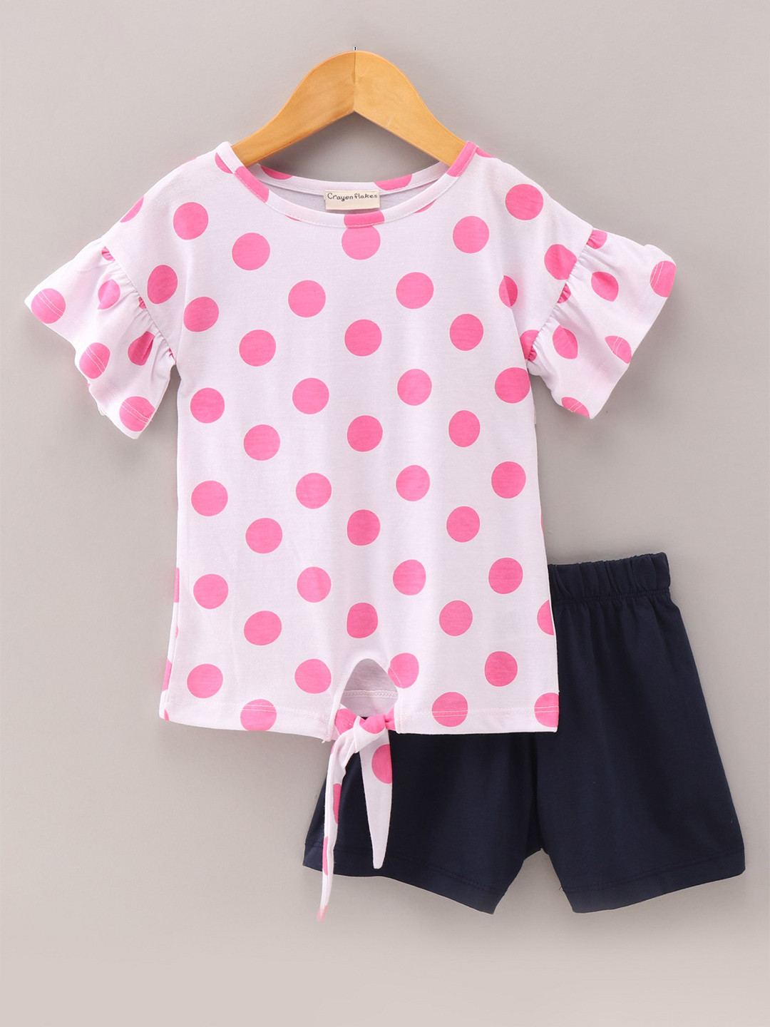 

CrayonFlakes Girls Off White & Black Printed Top with Shorts