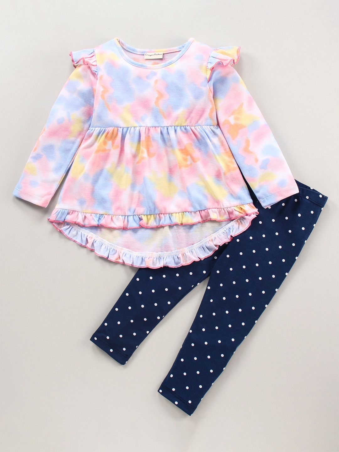 

CrayonFlakes Girls Printed Top with Leggings, Blue