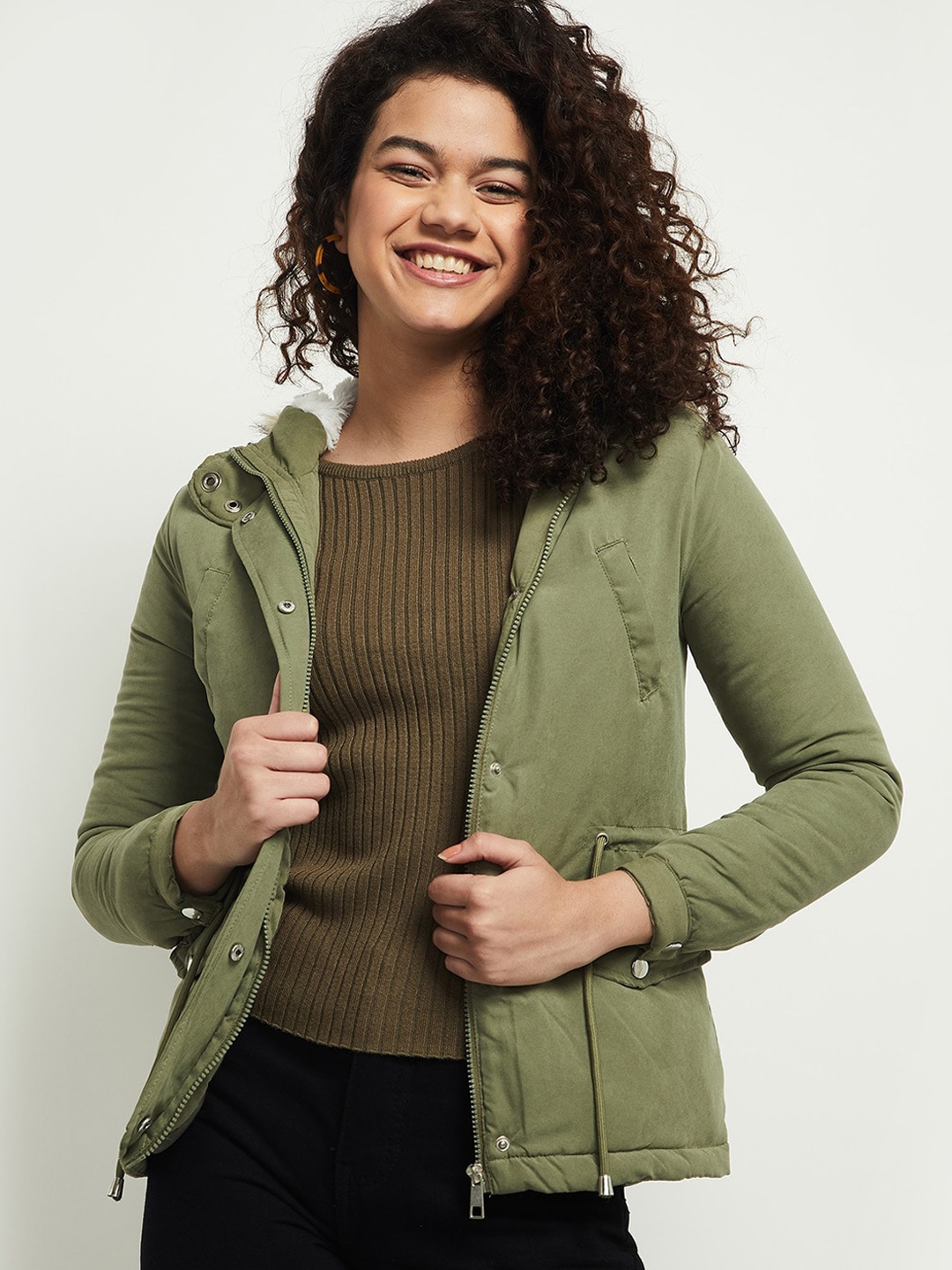 

max Women Green Windcheater Longline Tailored Jacket