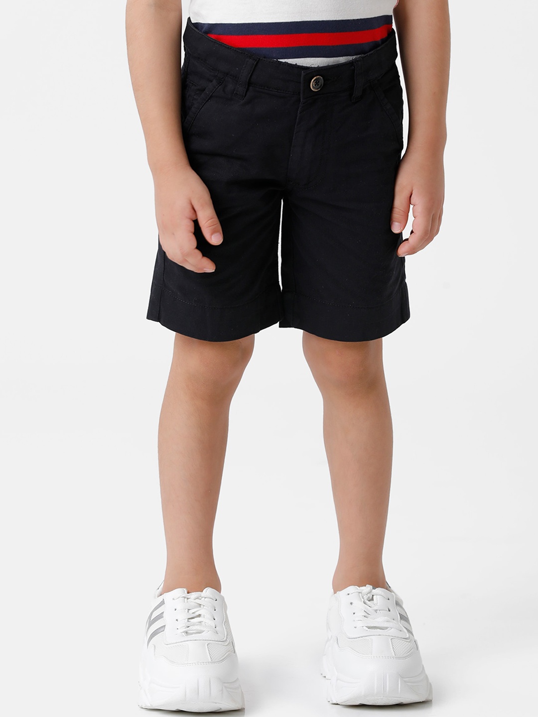 

KATE & OSCAR Boys Mid Rise Pure Cotton Casual Shorts, Black