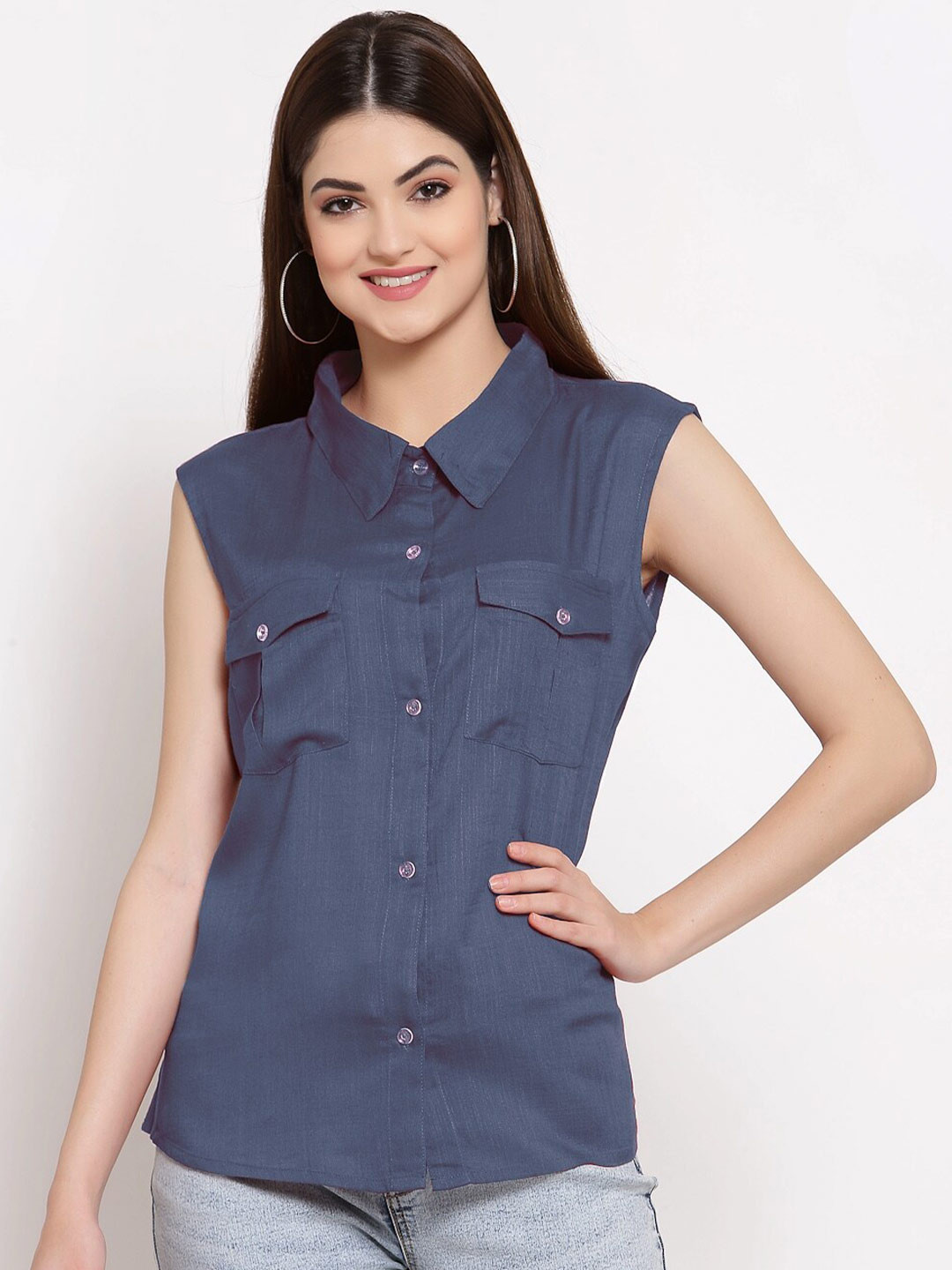 

PATRORNA Women Grey Comfort Solid Casual Shirt