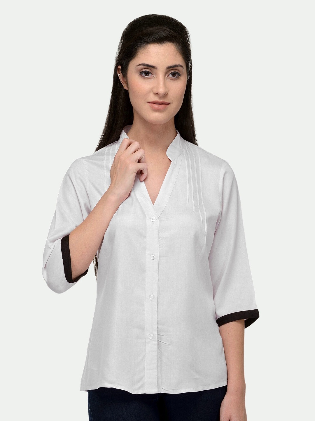 

PATRORNA Women White Comfort Solid Casual Shirt