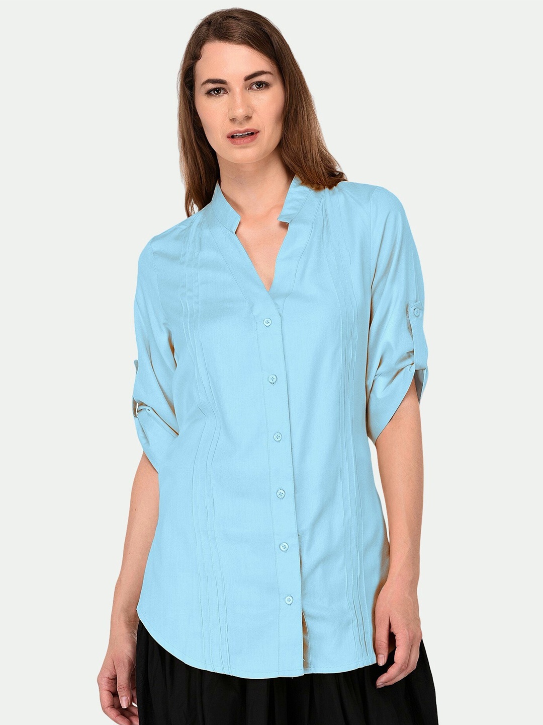 

PATRORNA Women Blue Comfort Solid Casual Shirt
