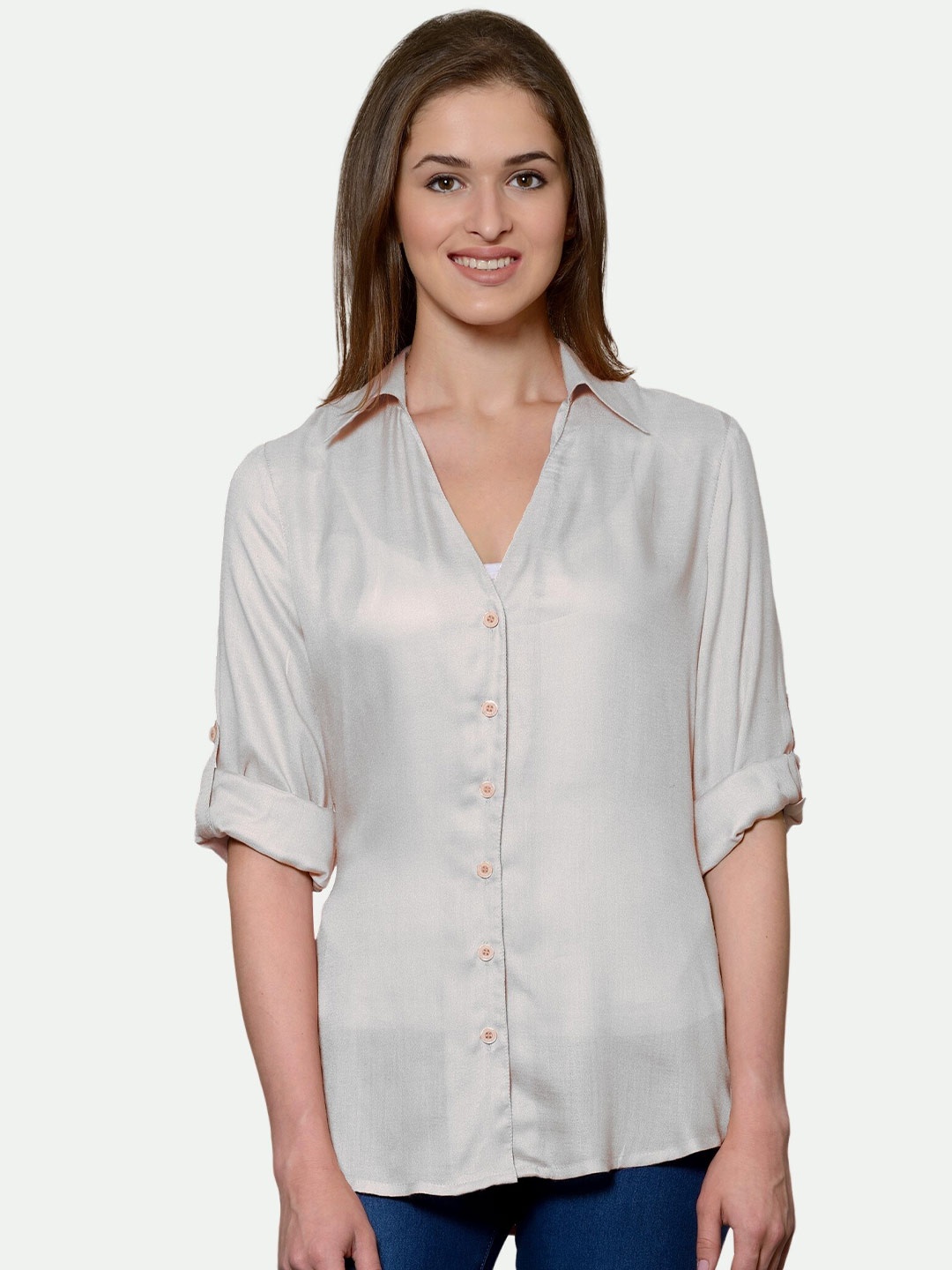 

PATRORNA Women White Comfort Solid Casual Shirt