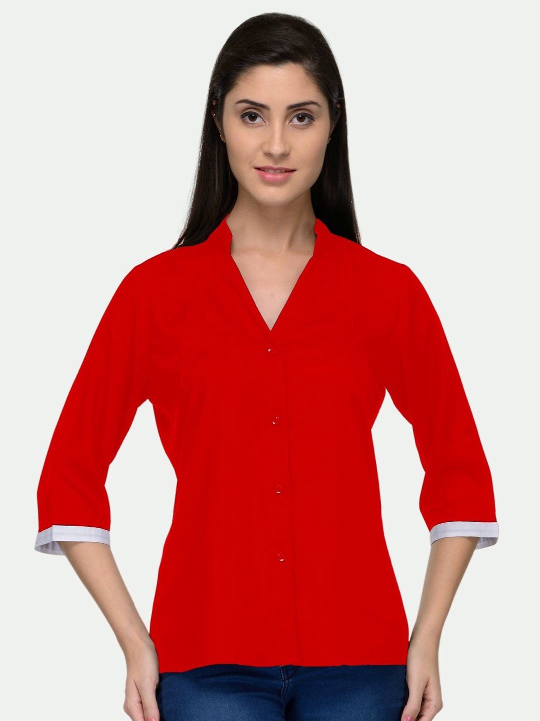 

PATRORNA Women Red Comfort Solid Casual Shirt