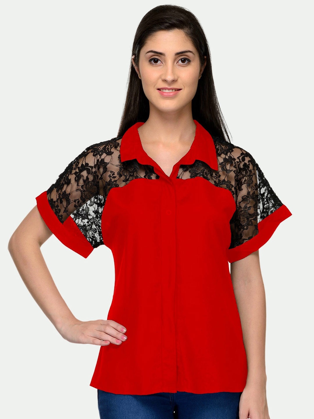 

PATRORNA Women Red Comfort Solid Casual Shirt